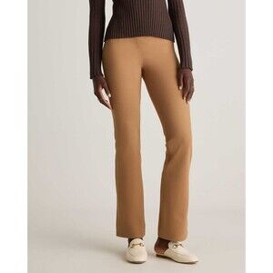 Quince Women Small Petite Ultra-Stretch Ponte Bootcut Pants Pecan Tan Office NEW